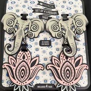 Elephant and Floral Luggage Tags Set